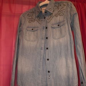 American Eagle Outfitters Studded Denim Top